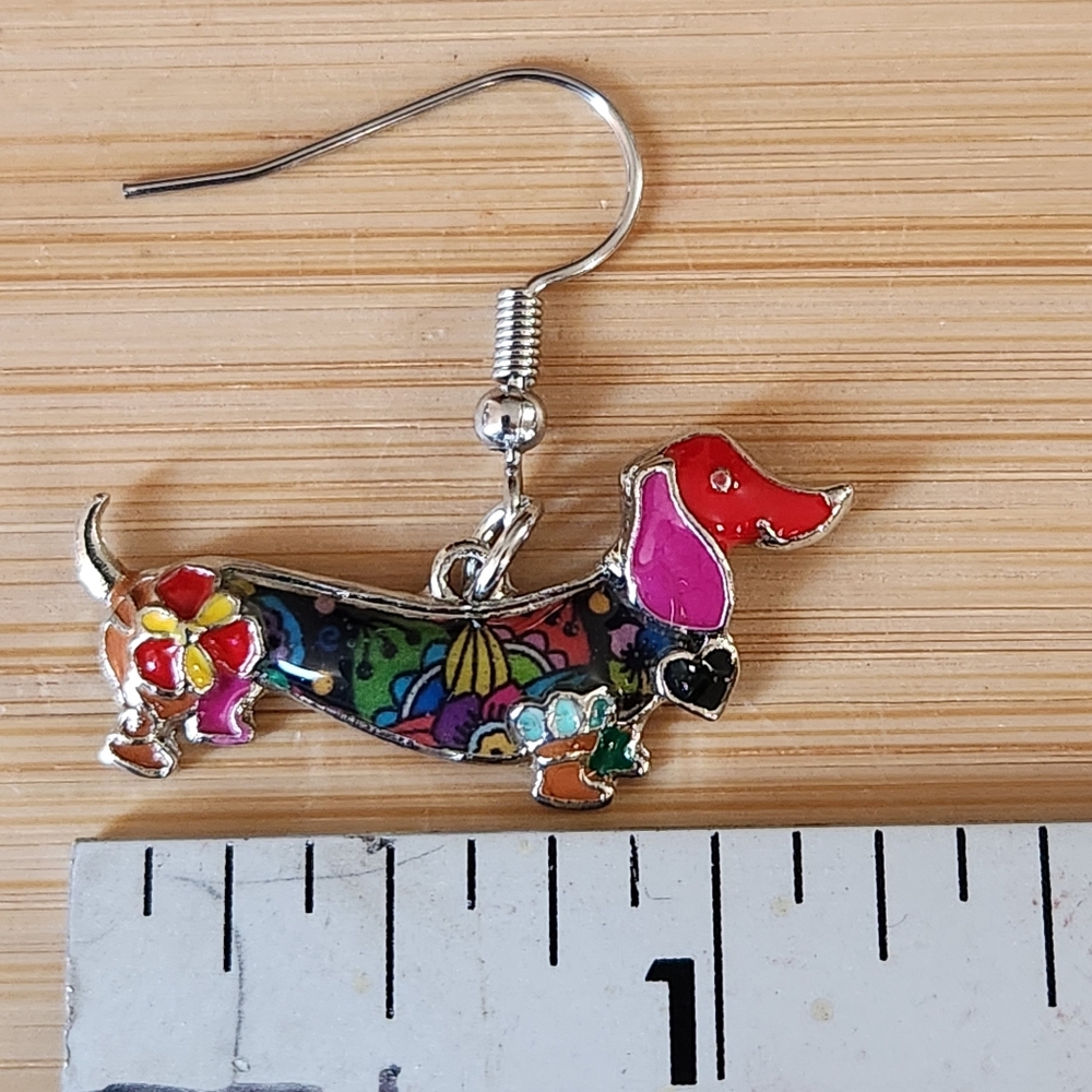 Enamel Dog Earrings - Picture 3 of 4